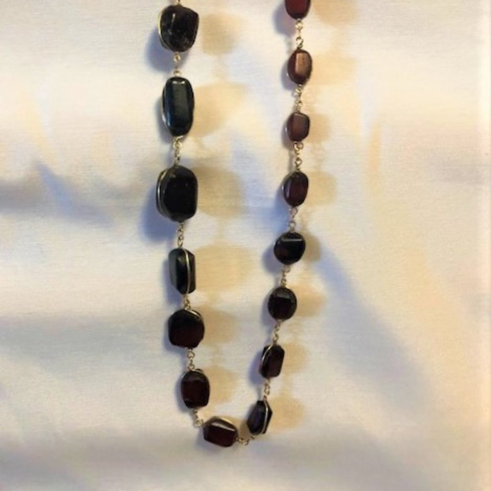 Vintage Brown Stone & Gold Necklace